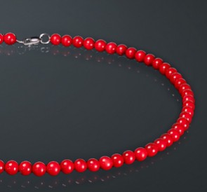 Ожерелье из кораллов к-к650-40с: красный жемчуг, серебро 925°