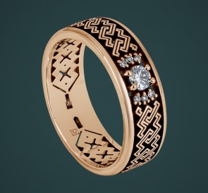 Обручальное кольцо Б1.59.7В: жемчуг, золото 585°