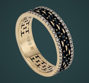 Золотое кольцо Кф5.12.46В: жемчуг, золото 585°