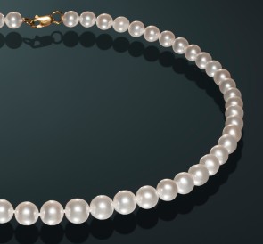 Ожерелье из жемчуга Акойя мб750-40з: белый морской жемчуг, золото 585°