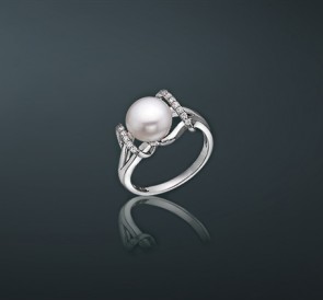 Серебряное кольцо с жемчугом к-630683: белый пресноводный жемчуг, серебро 925°