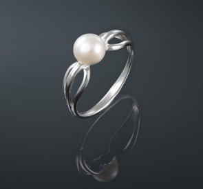 Серебряное кольцо с жемчугом к-140805: белый пресноводный жемчуг, серебро 925°