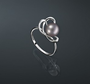 Серебряное кольцо с жемчугом фианиты к-130839-с: металлик пресноводный жемчуг, серебро 925° Серебряное кольцо с жемчугом фианиты к-130839-с: металлик пресноводный жемчуг, серебро 925°