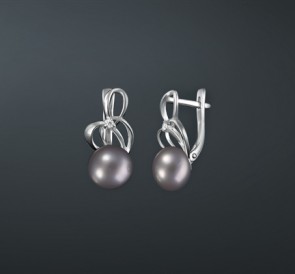 Серебряные серьги с жемчугом фианиты с-230839-с: металлик пресноводный жемчуг, серебро 925° Серебряные серьги с жемчугом фианиты с-230839-с: металлик пресноводный жемчуг, серебро 925°