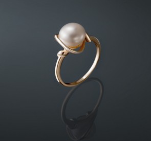 Серебряное кольцо с жемчугом к-140823-з: белый пресноводный жемчуг, серебро 925°