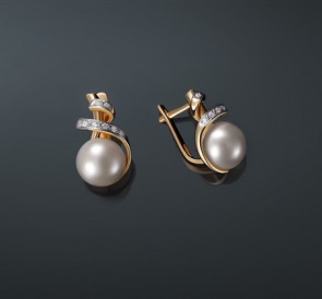 Серебряные серьги с жемчугом фианиты с-221025-з: белый пресноводный жемчуг, серебро 925° Серебряные серьги с жемчугом фианиты с-221025-з: белый пресноводный жемчуг, серебро 925°