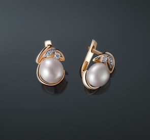 Серебряные серьги с жемчугом фианиты с-221057-з: белый пресноводный жемчуг, серебро 925° Серебряные серьги с жемчугом фианиты с-221057-з: белый пресноводный жемчуг, серебро 925°