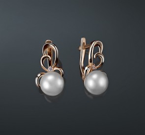 Серебряные серьги с жемчугом фианиты с-230840-з: белый пресноводный жемчуг, серебро 925° Серебряные серьги с жемчугом фианиты с-230840-з: белый пресноводный жемчуг, серебро 925°