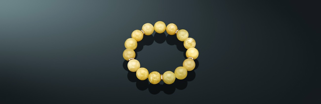Браслет из коллекции AMBERY: натуральный янтарь, золото 585˚. бр-я135н-20з
