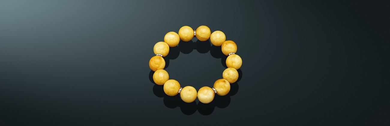 Браслет из коллекции AMBERY: натуральный янтарь, золото 585˚. бр-я165-20з