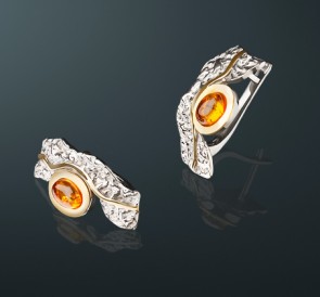Серьги с янтарем янтарь с-92131043: золотистый жемчуг, серебро 925°