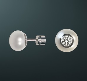 Серьги с жемчугом (пусеты) фианиты пс-45005: белый пресноводный жемчуг, серебро 925° Серьги с жемчугом (пусеты) фианиты пс-45005: белый пресноводный жемчуг, серебро 925°