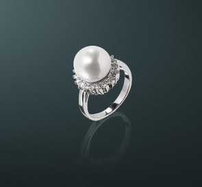 Серебряное кольцо с жемчугом к-300359: белый пресноводный жемчуг, серебро 925° Серебряное кольцо с жемчугом к-300359: белый пресноводный жемчуг, серебро 925°