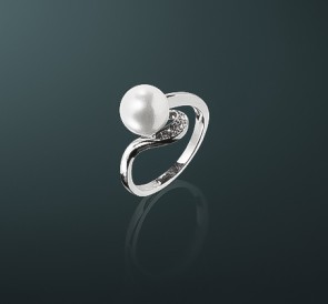 Серебряное кольцо с жемчугом к-515164: белый пресноводный жемчуг, серебро 925° Серебряное кольцо с жемчугом к-515164: белый пресноводный жемчуг, серебро 925°