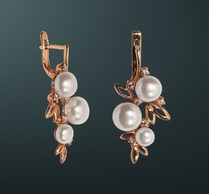 Серебряные серьги с жемчугом с-230802з: белый пресноводный жемчуг, серебро 925° Серебряные серьги с жемчугом с-230802з: белый пресноводный жемчуг, серебро 925°