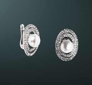 Серебряные серьги с жемчугом с-781410: белый пресноводный жемчуг, серебро 925° Серебряные серьги с жемчугом с-781410: белый пресноводный жемчуг, серебро 925°