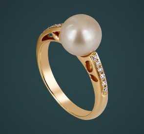 Кольцо с жемчугом 007-060-205: белый морской жемчуг, золото 750°