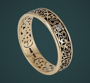 Обручальное кольцо АК5. 1В: жемчуг, золото 585°