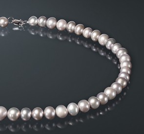 Ожерелье из жемчуга с085м40с: металлик пресноводный жемчуг, серебро 925°