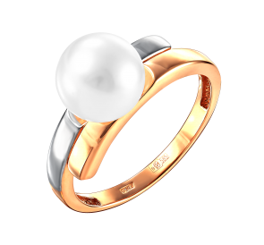 Кольцо с жемчугом 190-1-971р: пресноводный жемчуг, золото 585°