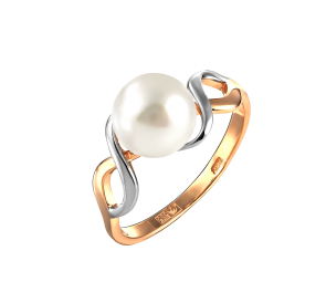 Кольцо с жемчугом 190-1-985р: пресноводный жемчуг, золото 585°