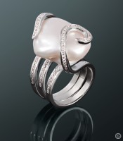 Комплект жемчужных украшений серьги + кольцо + кулон - 4