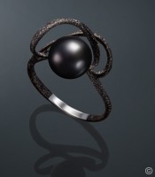 Кольцо с черным жемчугом - фото 2
