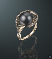 кольцо с черным жемчугом - фото 2