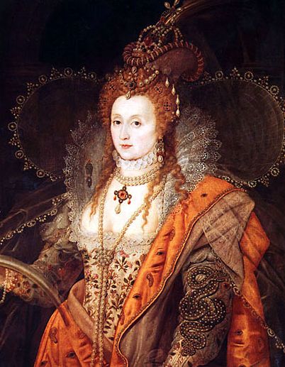 Жемчужные нити на королеве Великобритании Елизавете I