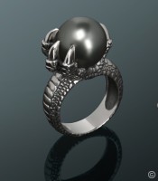 кольцо с жемчугом в готической стилистике