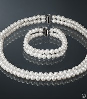 Двухярусные ожерелье и браслет из жемчуга